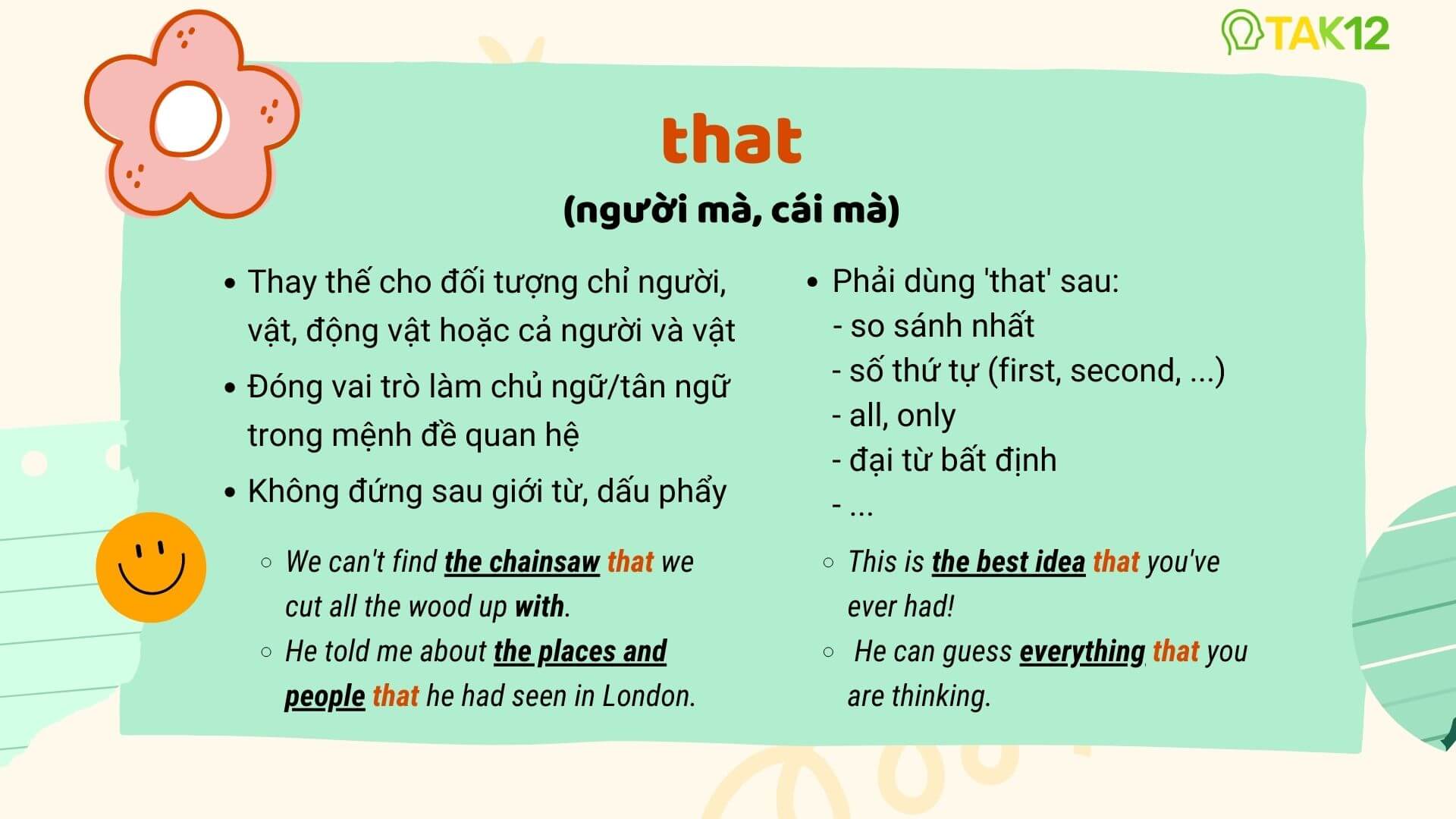 Cách dùng that trong mệnh đề quan hệ